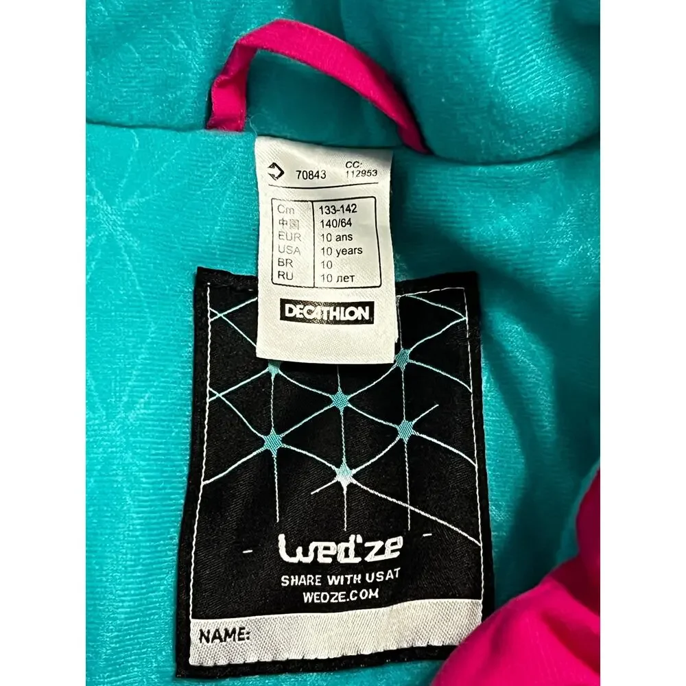 Wedze Decathlon Kids 10 yr old Ski Jacket Neon Pink Orange Waterproofof Coat